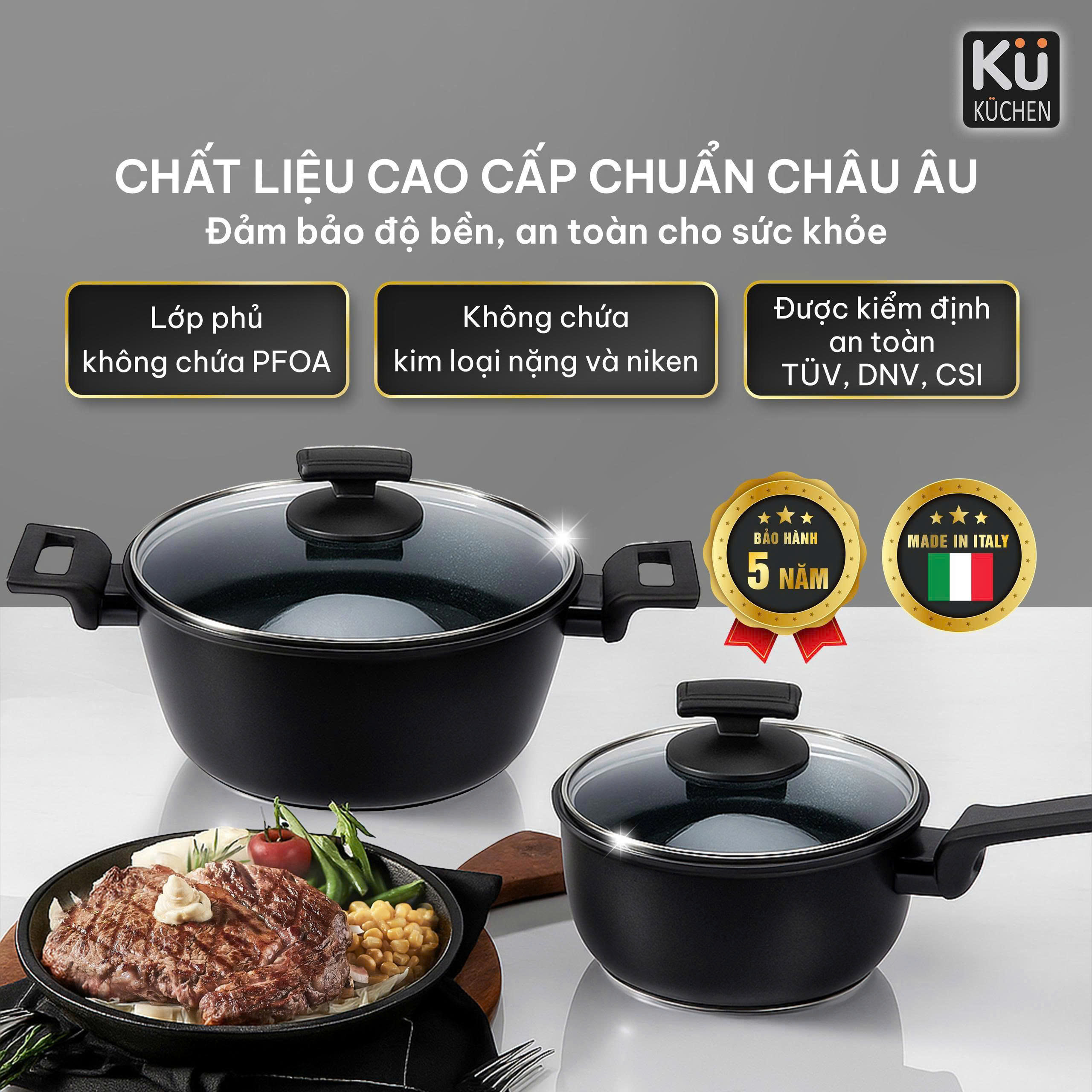 Bộ nồi chảo phủ kim cương DIAMANTE - Ảnh 9