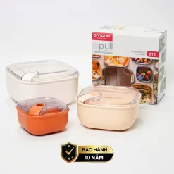 Set 3 hộp đựng thực phẩm (425-1000-2000ml) cao cấp OMADA - Model: M6753CA1
