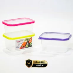 Set 3 Hộp đựng thực phẩm kháng khuẩn 550ml Sanaliving cao cấp OMADA - Model : S2312CA