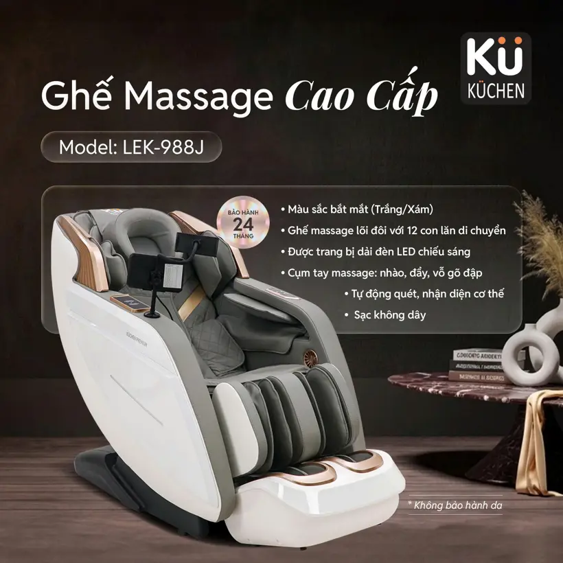 Ghế massage KUCHEN - Model: LEK-988J - Màu trắng - Ảnh 4