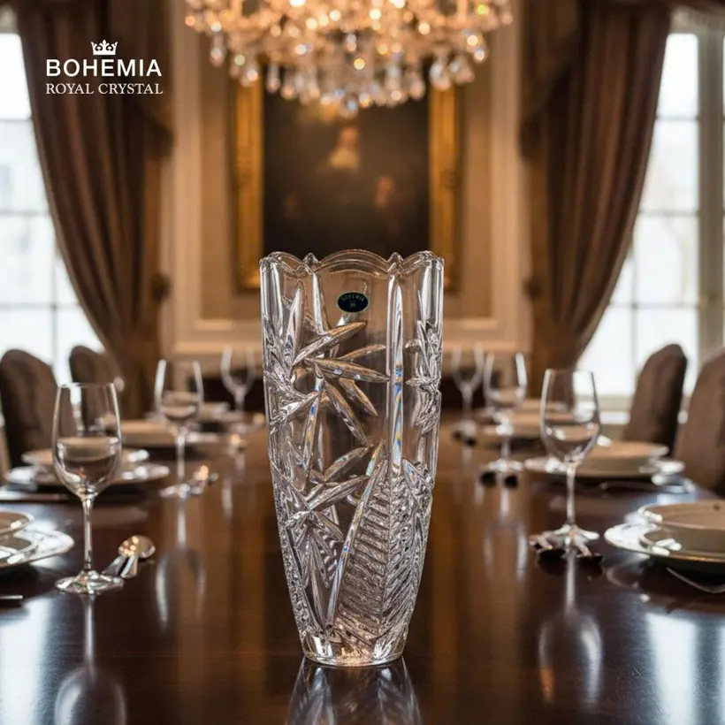 Bình hoa pha lê 89002 dáng bầu Bohemia Royal Crystal - Model: PINWHEEL 300mm - Ảnh 2
