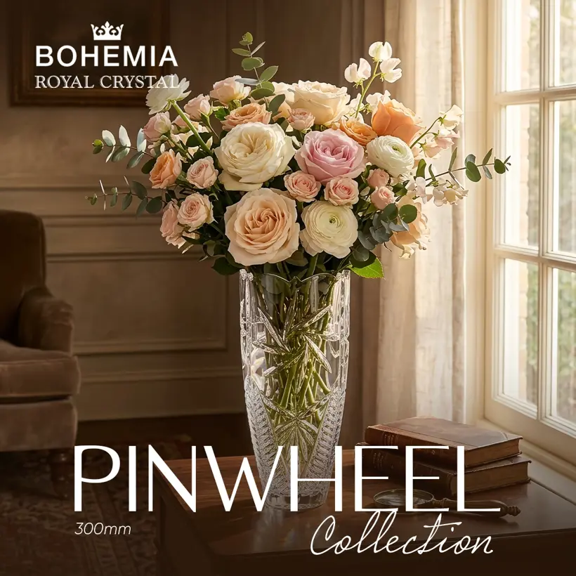 Bình hoa pha lê 89002 dáng bầu Bohemia Royal Crystal - Model: PINWHEEL 300mm - Ảnh 4