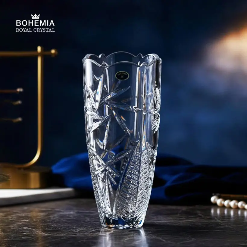 Bình hoa pha lê 89002 dáng bầu Bohemia Royal Crystal - Model: PINWHEEL 300mm - Ảnh 5