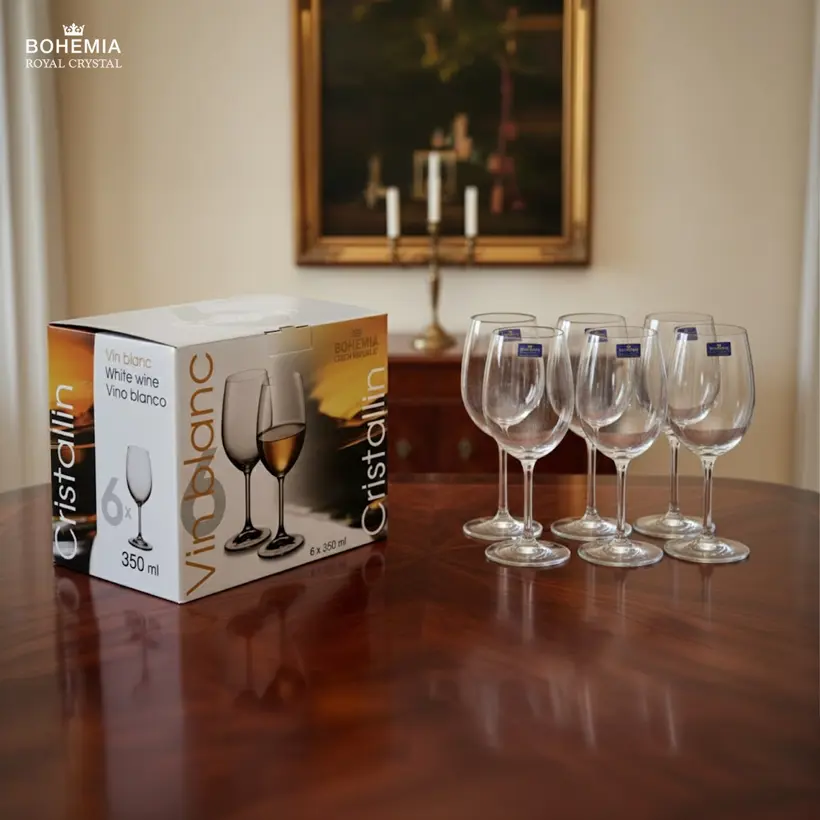 Ly rượu vang pha lê 350 ml Bohemia Royal Crystal set 6 ly - Model: Cristallin 350ml - Ảnh 2