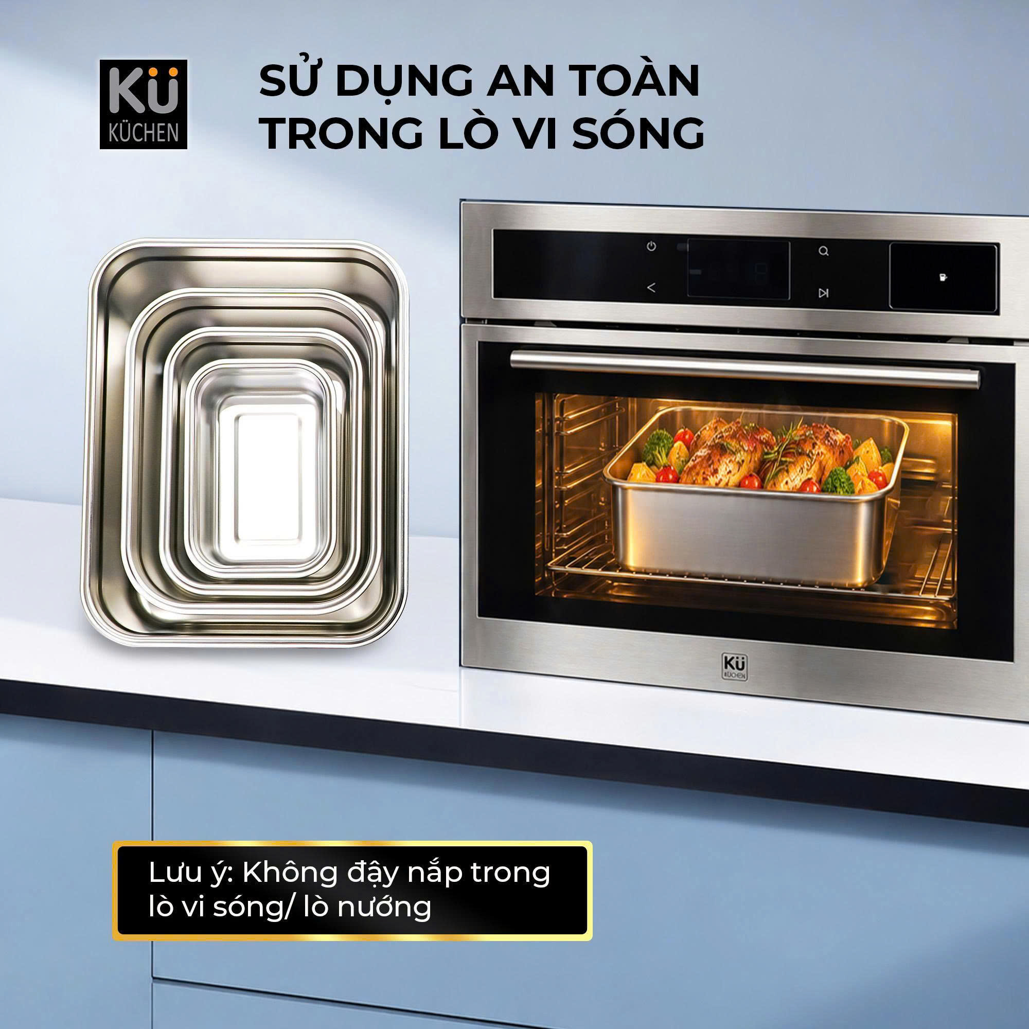 Hộp đựng thực phẩm inox KU KUSS1527, Đạt FDA, gồm 4 hộp - Ảnh 6