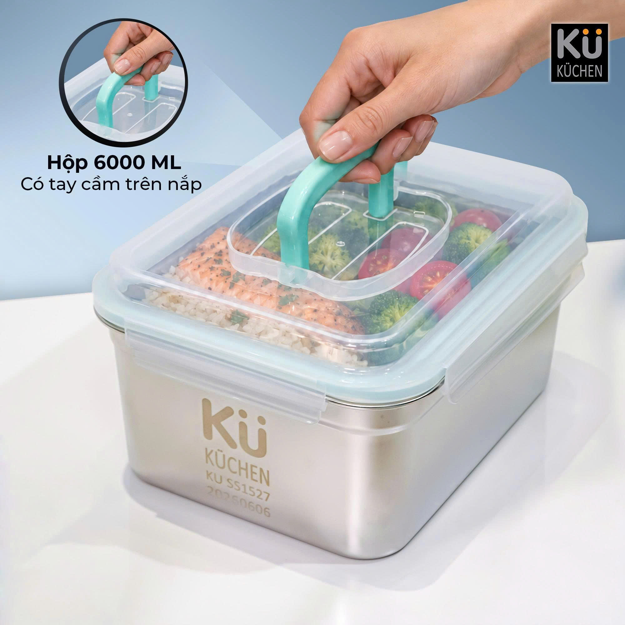 Hộp đựng thực phẩm inox KU KUSS1527, Đạt FDA, gồm 4 hộp - Ảnh 8